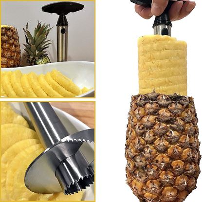 Picture of Adorox Stainless Steel Pineapple Fruit Core Slicer Cutter Kitchen Tool Cortador de Piña (Stainless Steel (1 Slicer))