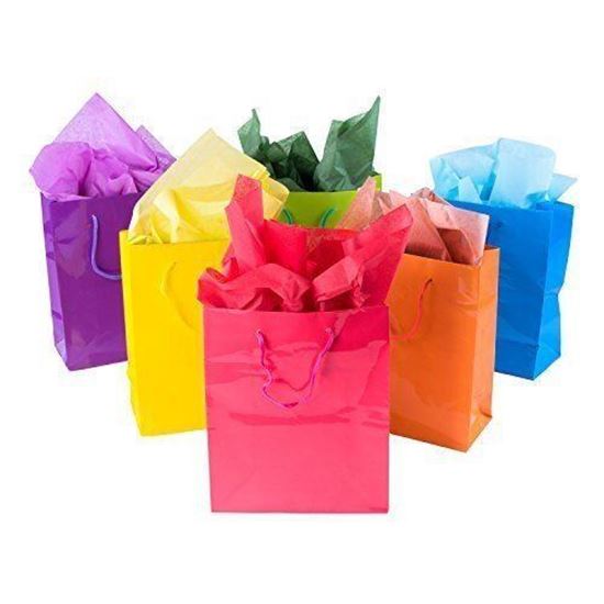Picture of Adorox 12 Assorted (13" h x 10" w x 4 1/2" d) Bright Neon Colored Party Present Paper Gift Bags Birthday Wedding All Occasion