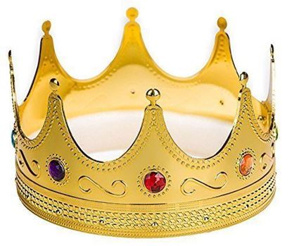 Picture of Adorox Gold Royal King Plastic Crown Prince Costume Accessory Unisex Crown for Kings & Queens Adult/Kid
