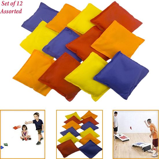 Renewed Adorox Set of 12 Assorted 5 Nylon Bean Bags Cornhole Primary Colors Carnival Game 