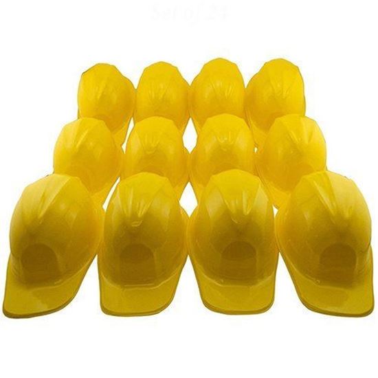 Picture of Adorox 12pcs Yellow Construction Soft Plastic Child Hat Helmet Costume Birthday Party Favor Kids Hard Cap Halloween Toy (12 Yellow Hats)