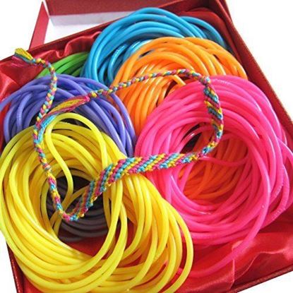 Picture of Adorox 144 Bracelets Neon Jelly Bracelets Rainbow Colors Party Favors Birthday Gifts Prizes Assorted (Assorted (144 Bracelets))