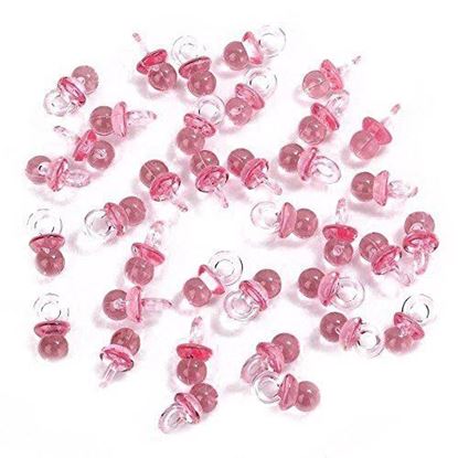 Picture of Adorox 144 Small Pink Acrylic Baby Pacifiers Baby Shower Decoration Table Scatter (Pink (144 Pieces))
