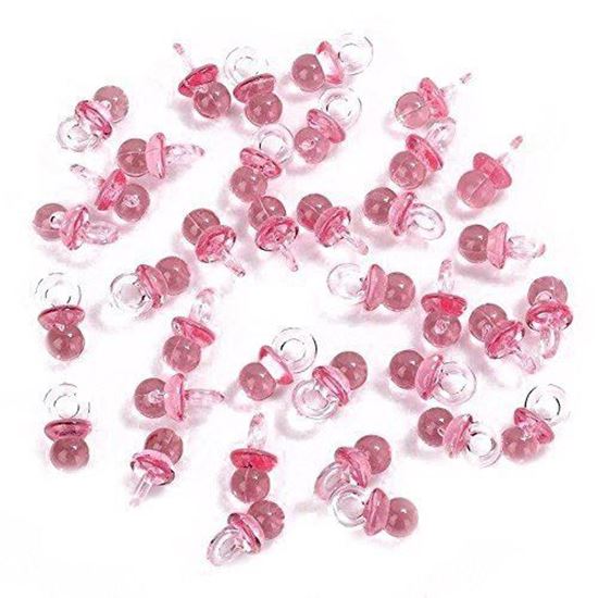 Picture of Adorox 144 Small Pink Acrylic Baby Pacifiers Baby Shower Decoration Table Scatter (Pink (144 Pieces))