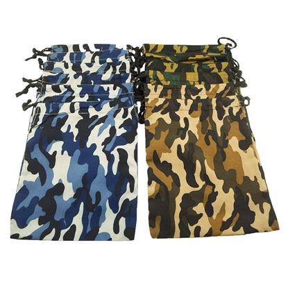 Picture of Adorox Pack of 12 Camouflage BAGS Polyester Drawstring Bags Loot Sack Party Favors