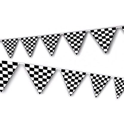 Picture of Adorox 100ft Checkered Black and White Flags Racing Kids Party Banner