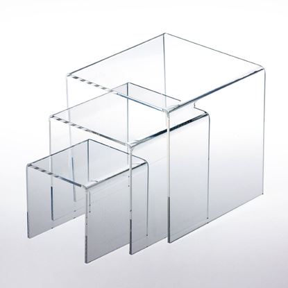 Picture of Adorox Top Quality (1 Set of 3pcs) Clear Acrylic Display Riser (3", 4", 5") Jewelry Showcase Display
