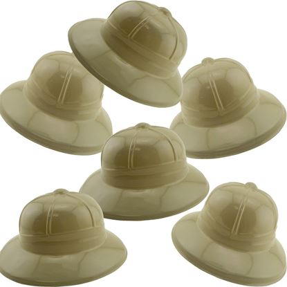 Picture of Adorox 12Pc Khaki Beige Soft Plastic Tan Childs Jungle Safari Pith Sun Hat Costume Birthday Party Favor Kids Halloween Toy