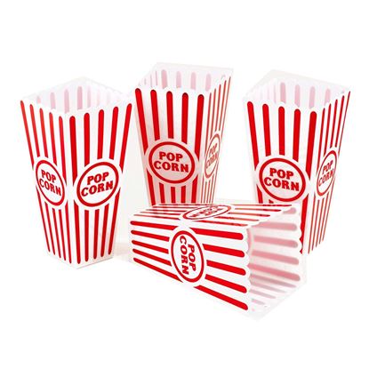 Picture of Adorox (Set of 4) Movie Theater Style Popcorn Containers Set (Reusable plastic)