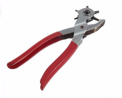 Picture of Adorox Heavy Duty 6 Size Revolving Leather Belt Hand Hole Puncher (1, Silver/red)