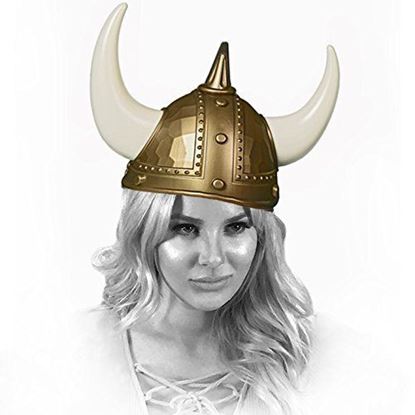 Picture of Adorox Adult Viking Warrior Horns Plastic Hat Helmet Unisex Costume Accessory