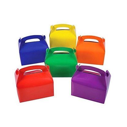 Picture of Adorox 12 Assorted Bright Rainbow Colors Cardboard Favor Boxes Treat Goody Bags Children Birthday Party Event Gift