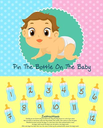 Picture of Adorox Baby Shower Party Game (Pin the Bottle or Pacifier on the Baby) Poster (1pkg) (Pin the Bottle (1 pk))