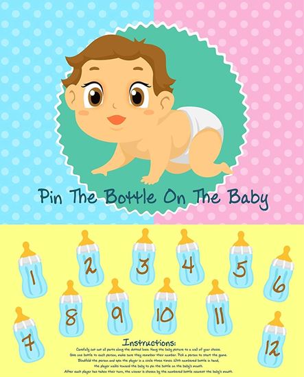 Picture of Adorox Baby Shower Party Game (Pin the Bottle or Pacifier on the Baby) Poster (1pkg) (Pin the Bottle (1 pk))