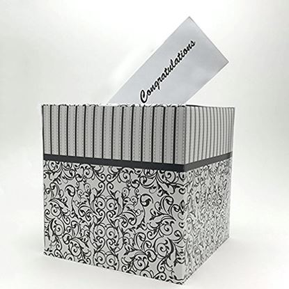 Picture of Adorox Black & White Wedding Card Money Gift Box Reception Wishing Well Party Favor Decoration