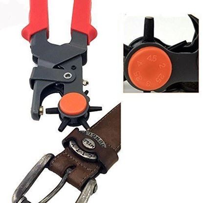 Picture of Adorox Heavy Duty 6 Size Revolving Leather Belt Hand Hole Puncher (1, Grey/red)